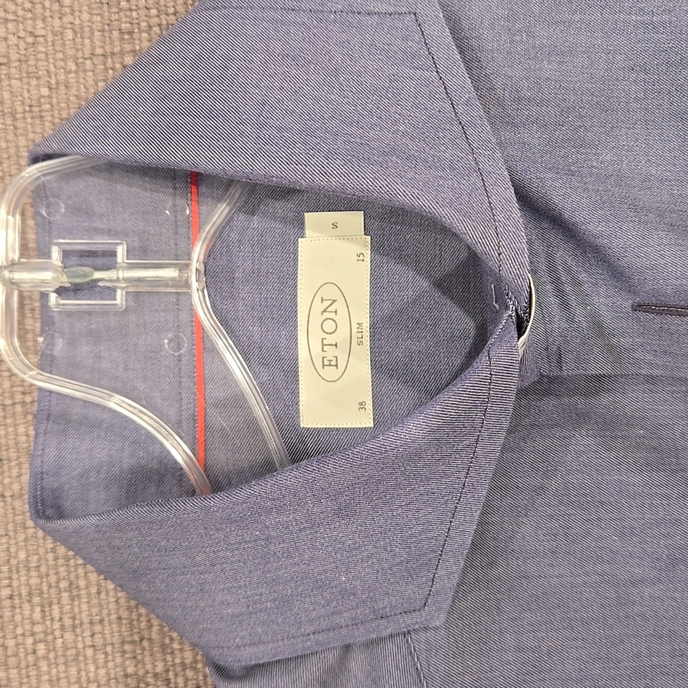Eton slim fit blue dress shirt size 38 neck size 15